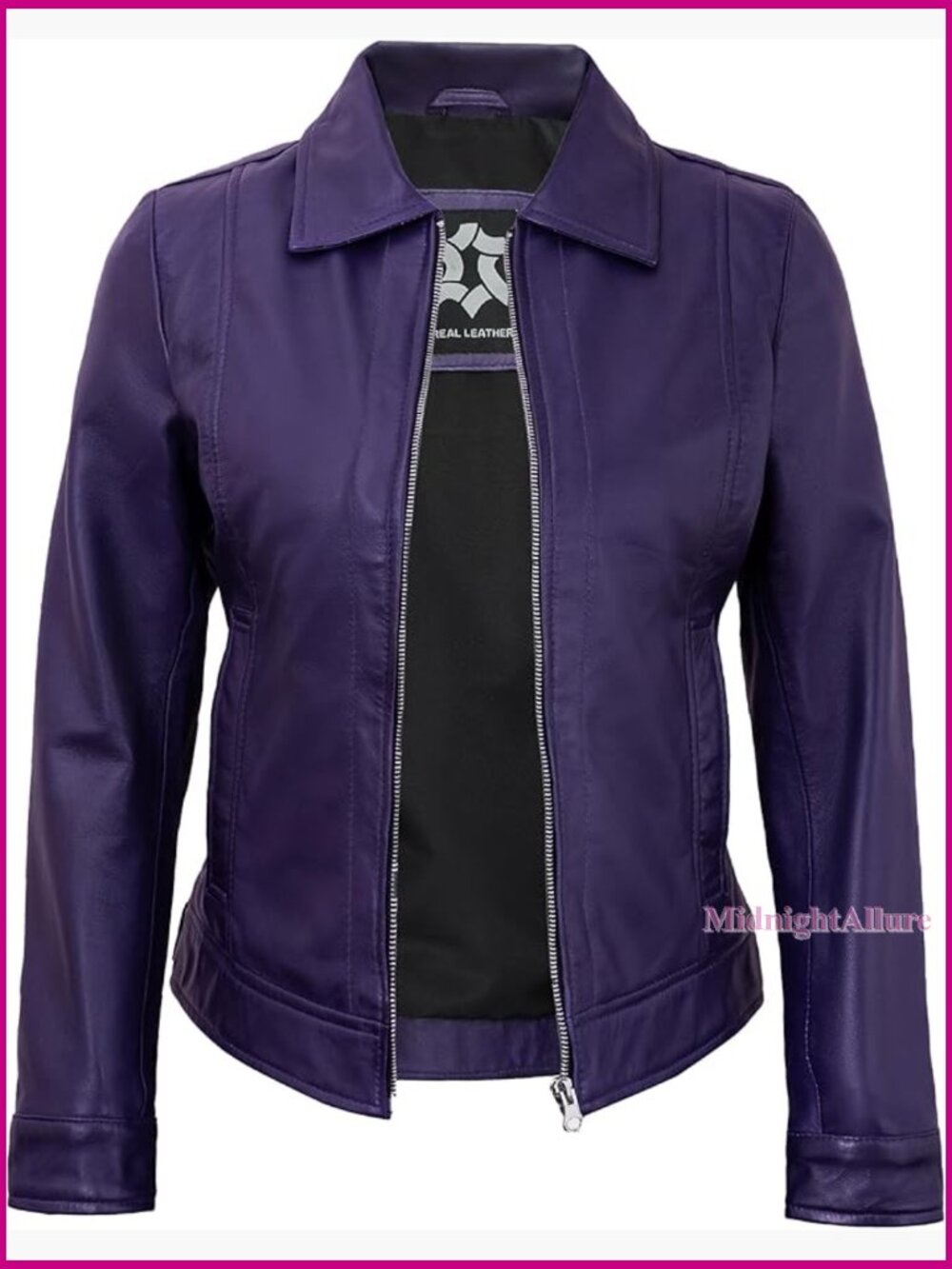 Vintage Lambskin Leather Jacket Turn Down Collar Zipper Pockets Regular Fit